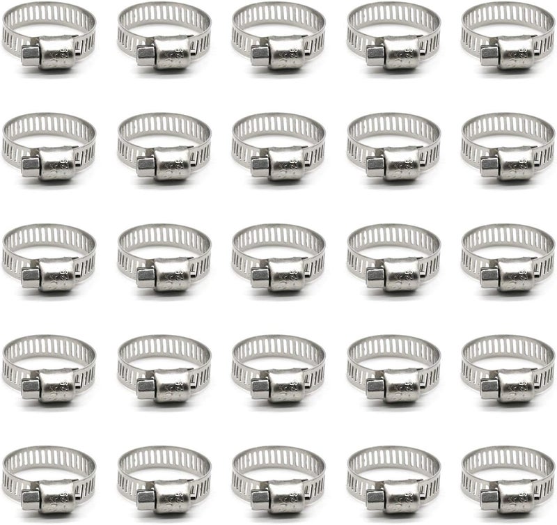 ZIPCCI Hose Clamp, 25 Pack Stainless Steel Worm Gear fuel line hose clamps, 16-25mm (5/8-1 inch) - Image 1